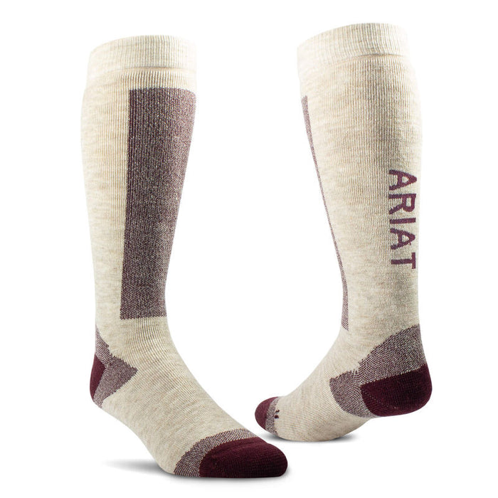 Ariat AriatTEK Merino Socks - Rider Socks - Beige / Brown - Merino wool for warmth, extra protection and odor resistant