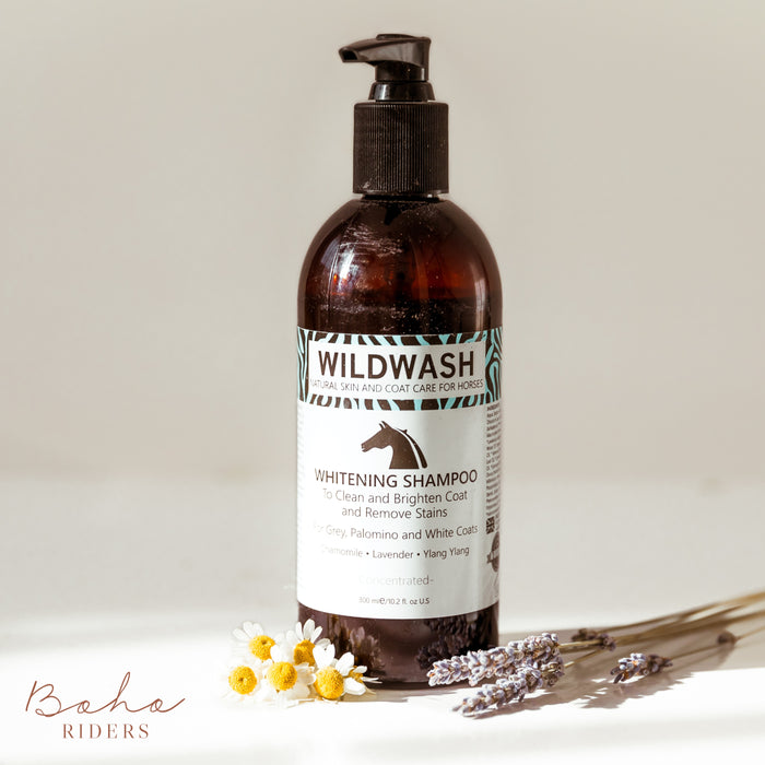 WildWash Whitening Shampoo - Equine Shampoo - For Gray, Palomino and White Wait - 100% Natural