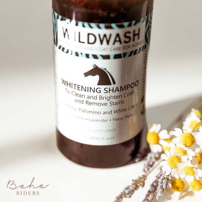 WildWash Whitening Shampoo - Equine Shampoo - For Gray, Palomino and White Wait - 100% Natural