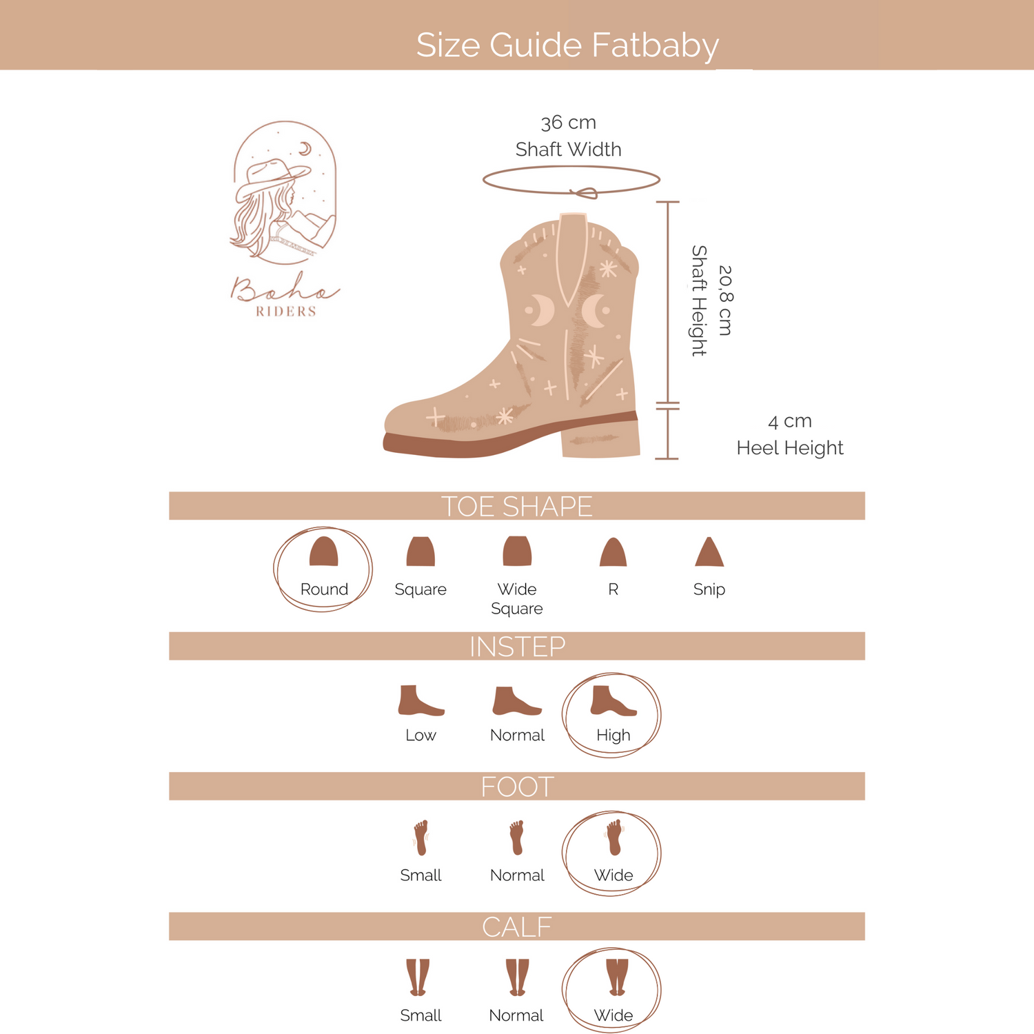 What you want to know about the fit ofAriat Fatbaby Saddle - Riding Boots - Russet Rebel - Lightweight