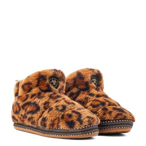 Ariat Booty Slipper Leopard - Slippers - Fuzzy Leopard Print - Indoor and outdoor sole