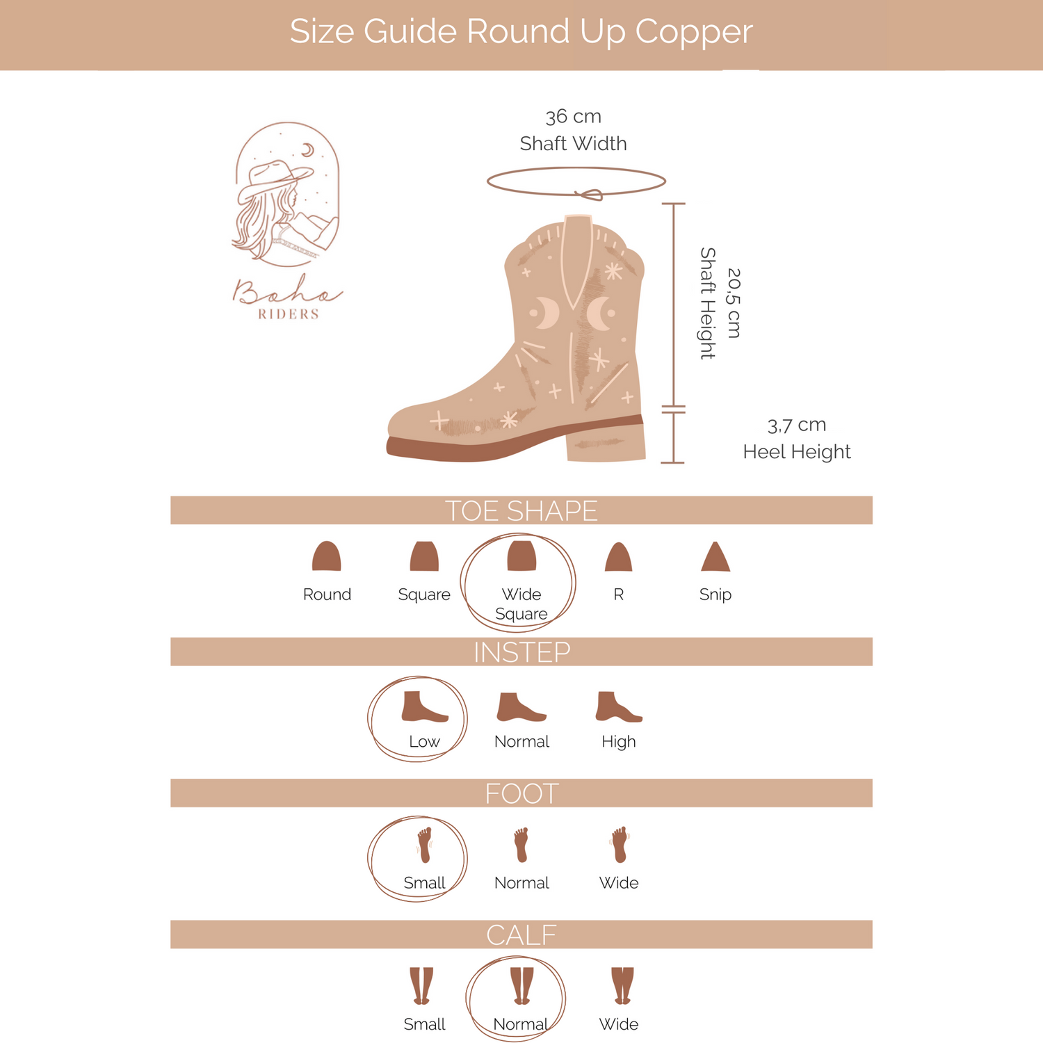 Wat je wil weten over de pasvorm van Ariat Round Up Wide Square Toe Western Boot - Rijlaarzen - Brown / Copper