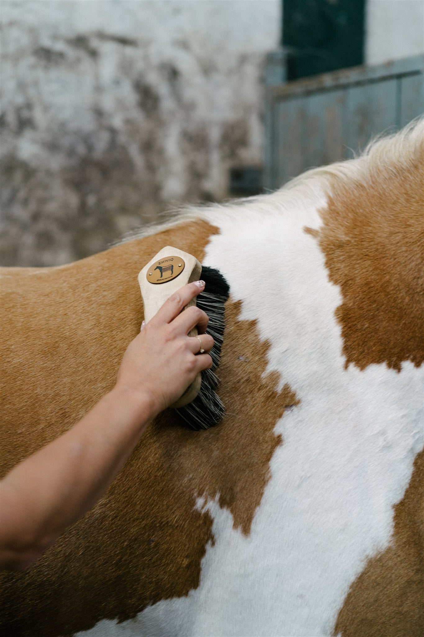 Everything you want to know behind the brand ofZhiviq Banana Medium - Horse Brush - Suitable for removing sand and dirt.