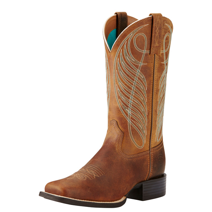 Ariat Round Up Square Toe Western Boots - Riding Boots - Powder Brown 