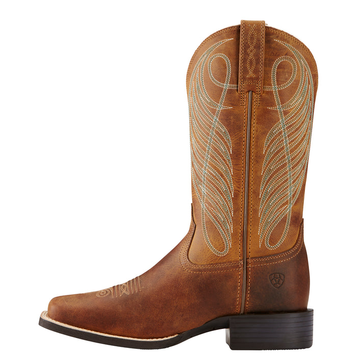 Ariat Round Up Square Toe Western Boots - Riding Boots - Powder Brown 