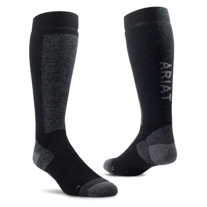 Ariat AriatTEK Merino Socks - Riding Socks - Black / Gray - Merino wool for warmth, extra protection and odor resistant