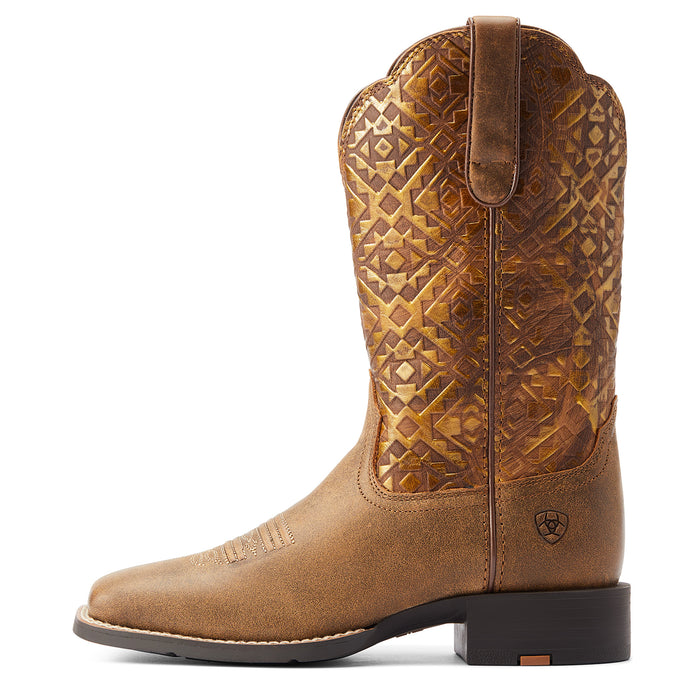 Ariat Round Up Wide Square Toe Western Boot - Riding Boots - Brown / Copper